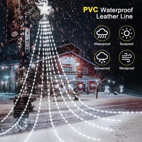 Waterdichte kerstboomverlichting met sterren, 2 m x 9 slinger, lichtketting kerstboom, led-kerstboomverlichting, kerstverlichting voor tuin, Nieuwjaar, feest, bruiloftsdecoratie