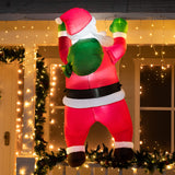 Joiedomi Opblaasbare kerstman met geschenktasdecoraties, opblazende klimmende kerstman met ingebouwde led voor kerstfeest, buiten, tuin, tuin, gazon, winterdecoratie