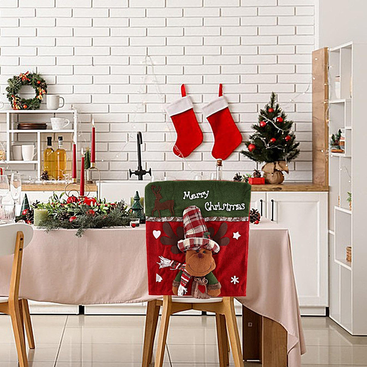 Christmas Chair Back Covers, Holiday Chair Back Decorations, Christmas Dining Chair Covers, Holiday-themed Chair Back Covers, For Home Dinner Christmas Banquet Party Festival Decor