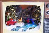 Christmas Concepts® LED-verlichting en muzikale batterijgevoede kerstscène in retro-televisie - 24 cm / 9,5"