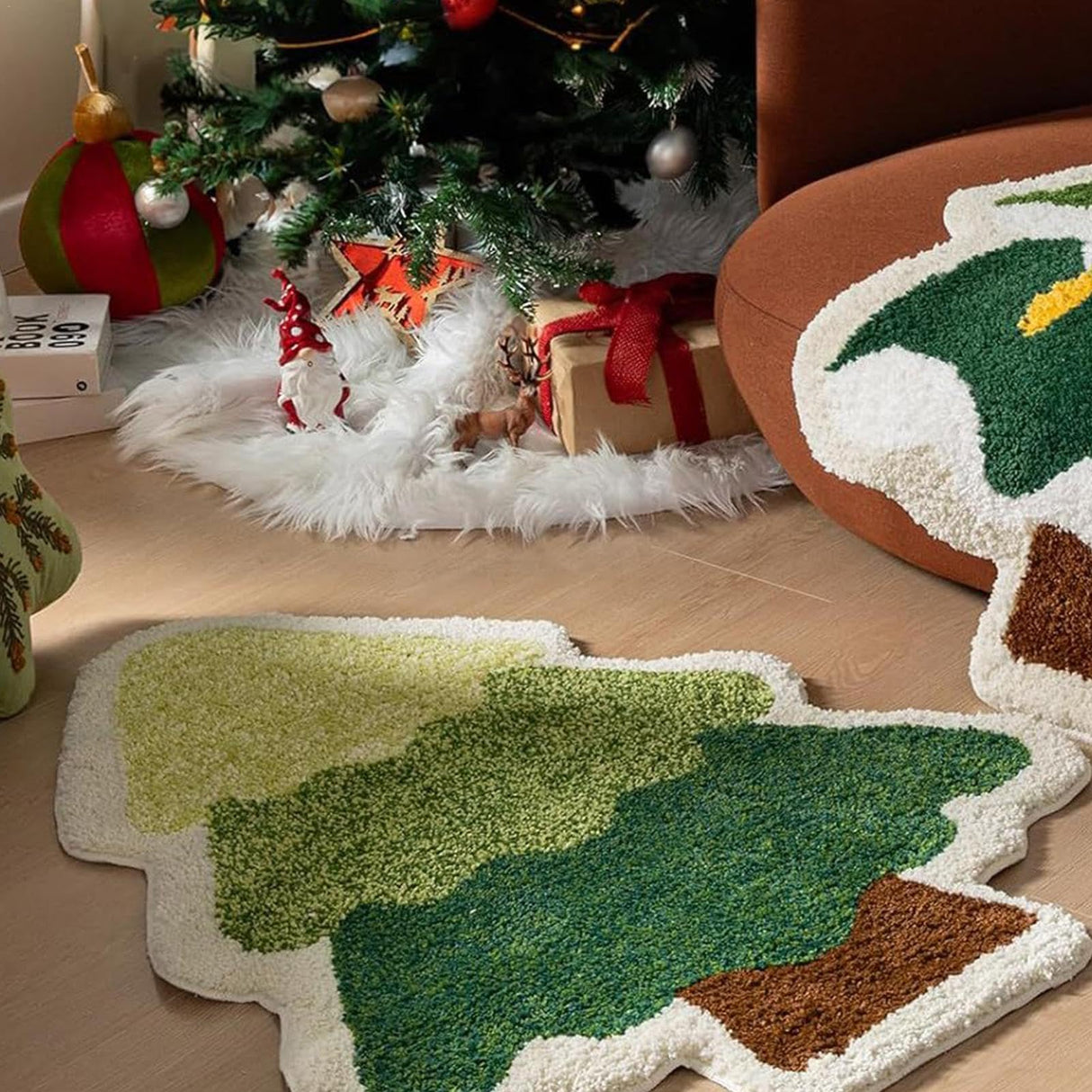 Christmas Tree Bathroom Rugs, Christmas Tree Rugs, Holiday Party Floor Mat, Christmas Holiday Rug, Christmas Tree Carpet, Washable Non-slip Absorbent Rug for Entrance Kitchen