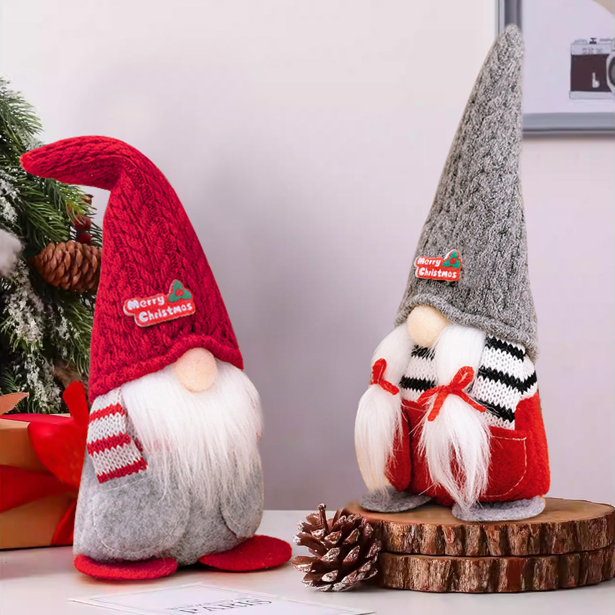 YMIFEEY 2 stuks kerstkabouters kabouterfiguren, Kerstmis pluche GNOME Kerstmis kabouter decoratie figuur pop 24 cm hoog kaboutergeschenk kerstfiguren dwerg voor kerstdecoratie