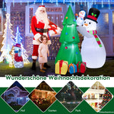 COSTWAY Opblaasbare led-kerstboom, 180 cm, kerstdecoratie met grote en kleine sneeuwpop en geschenkdozen, winterdecoratie, kerstverlichting voor binnenplaats, gazon, tuinfeest, zelfopblazend