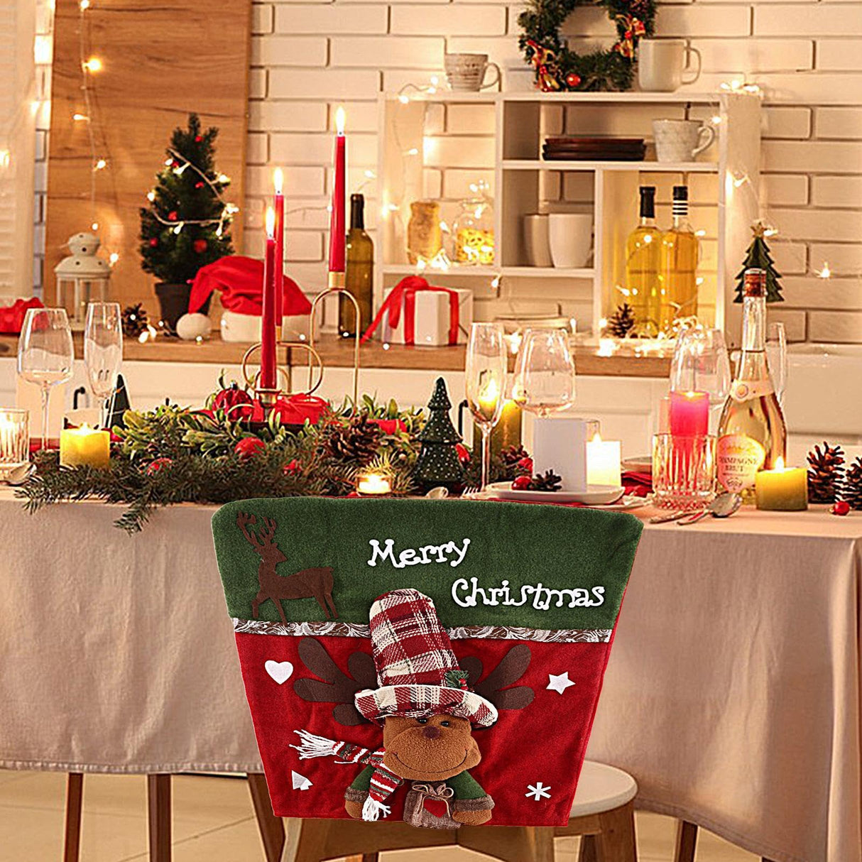 Christmas Chair Back Covers, Holiday Chair Back Decorations, Christmas Dining Chair Covers, Holiday-themed Chair Back Covers, For Home Dinner Christmas Banquet Party Festival Decor