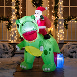 Joiedomi Opblaasbare kerstman met dinosaurusmotief, 180 cm lang, met geïntegreerde leds, opblaasbaar, voor Kerstmis, feest, binnen, buiten, binnenplaats, tuin, gazon, winterdecoratie