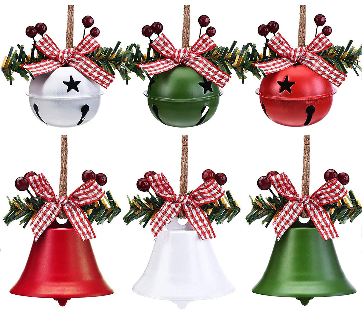 Kerst Jingle Bell Metalen Bell Boom Decoraties Ornamenten Kerstboom Opknoping Decoratie Kerstbel Decoratie Hangers voor Vakantie Party Decor Xmas (groen wit rood)