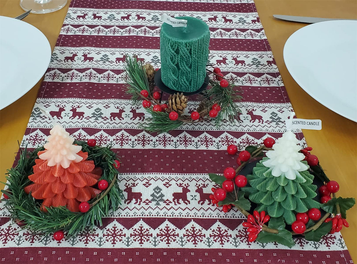 Kerstkaarsenhouder met kleine kerstkrans, set van 3 kerstkaarsringen, decoratieve zwarte kaarsenstandaard, votief kandelaars voor pijlerkaarsen, ijzeren kaarsborden voor kerstdecoratie