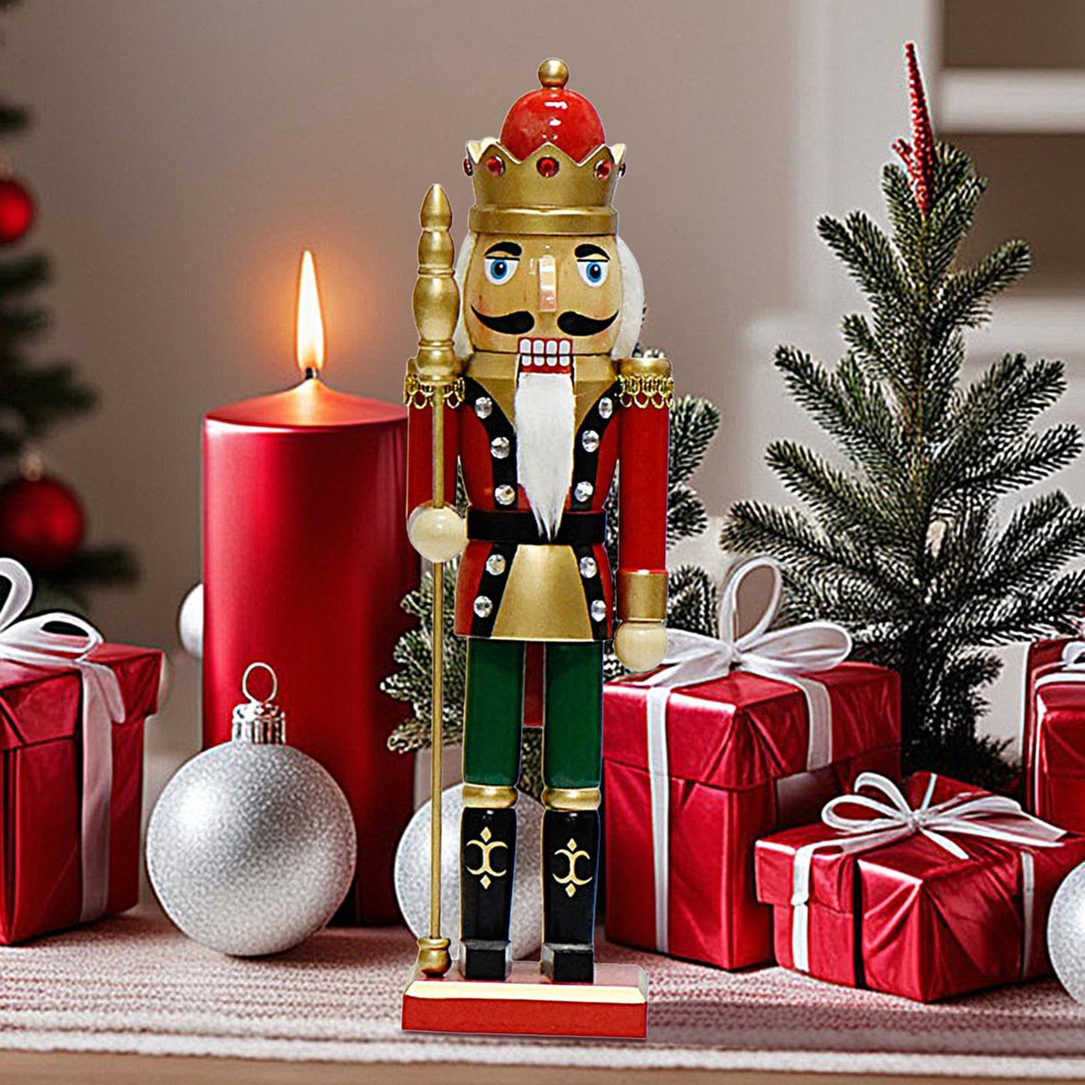 Christmas Nutcracker Figures, Christmas Nutcracker Statue, Soldier Doll Figures, Wooden Christmas Ornaments, Nutcracker Christmas Ornament, Nutcracker Christmas Decor For Fireplace Decorations