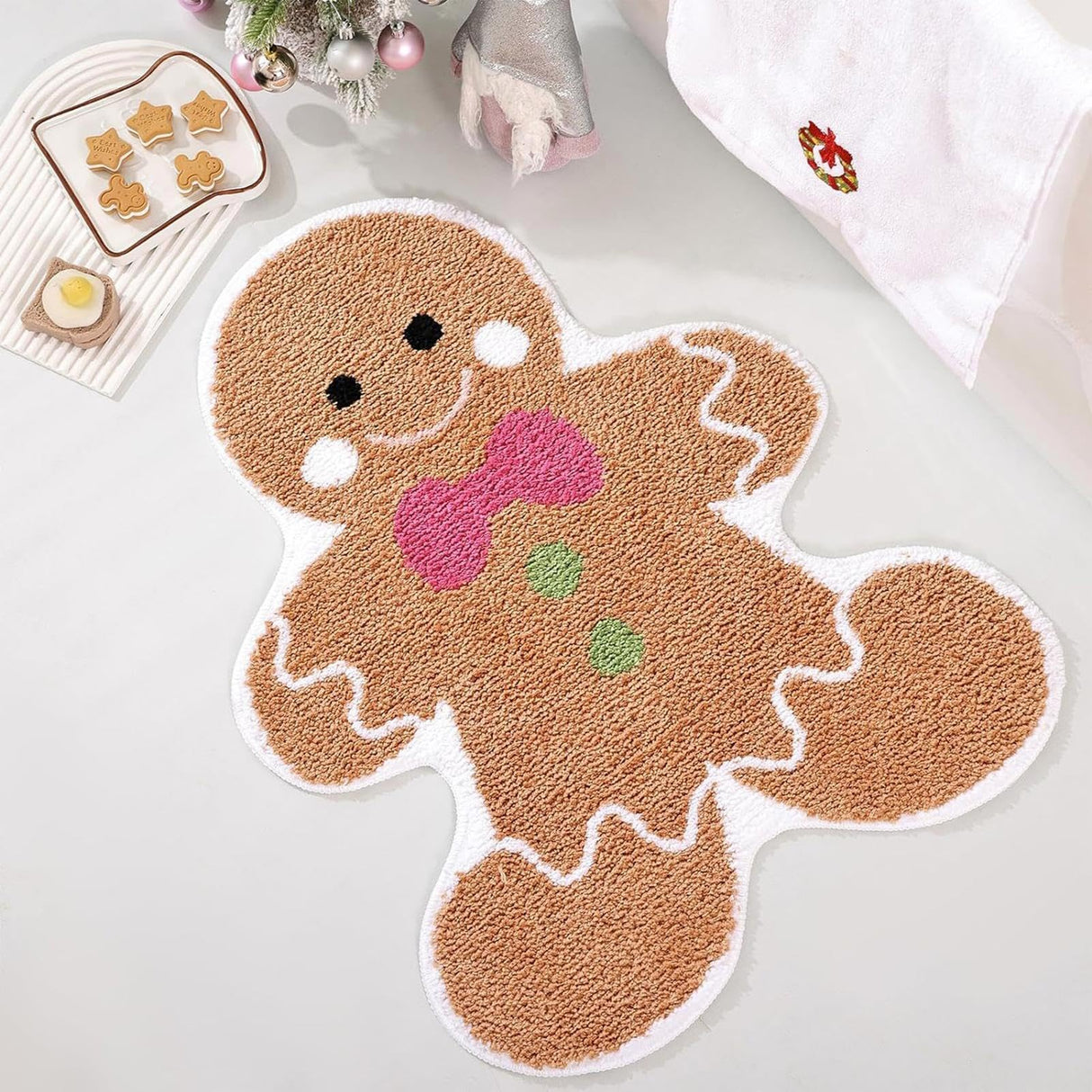 Peperkoek keukenmatten - peperkoek kerst keuken tapijten, peperkoek gootsteenmat | deurmat met peperkoekman, antislip peperkoekvormige tapijten, matten deurmatten voor binnen, slaapkamer, voordeur,