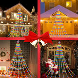 FLSEPAMB Kerstboomverlichting waterval, 8 lichtmodi lichtketting kerstboom waterval, 3,5 m 350 kerstboom verlichting LED, kerstboom lichtketting