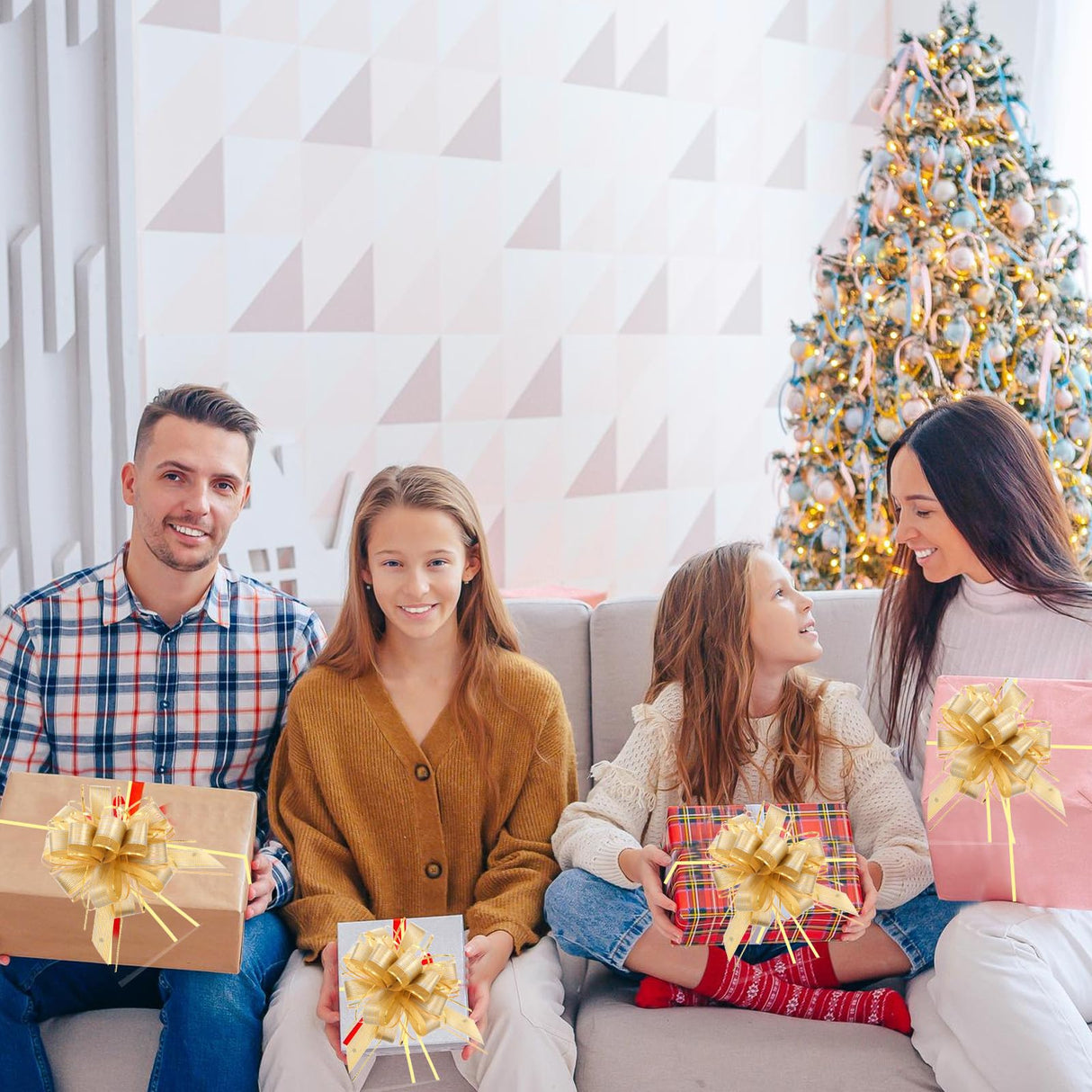 cobee Geschenkstrik, 6 stuks, grote cadeaustrikken, 15 cm, trekstrik, grote cadeaulinten voor geschenkverpakking, autodecoratie, decoratieve strikken voor bruiloft, verjaardag, Kerstmis (goud)