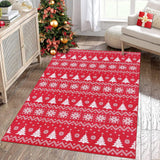 CAROMIO Kerst woonkamer tapijt machine wasbaar antislip indoor kerst decoratief tapijt voor slaapkamer eetkamer kinderkamer rood 140 x 200 cm