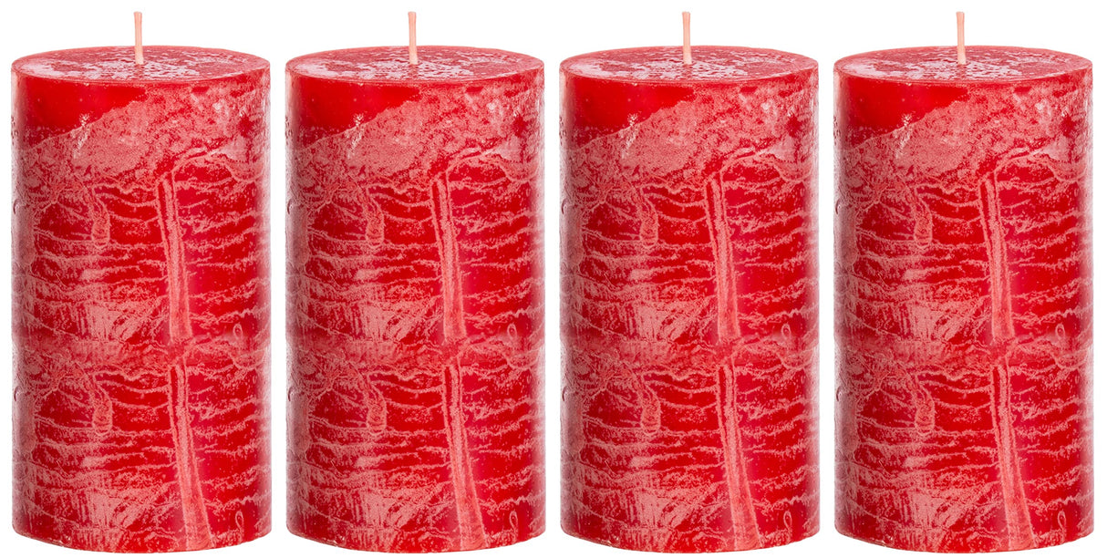 Brandsseller Stompkaarsen, set van 4, 9 x 15 cm, kerstkaars, adventskrans, rood