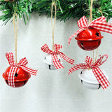 6pcs Christmas Metal  Jingle Bell with Bowknot Hemp Rope Pendant for Christmas Tree Ornament Decoration Fashion Accessories