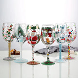 500ml Christmas Gifts Hand-painted Red Wine Glasses Santa Claus Snowman Glass Cup Champagne Goblet Festiva Bar Party Table Decor