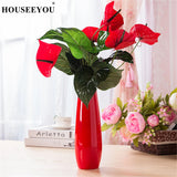 Red Ceramic Vase Big Size Red Flower Porcelain Vase Modern Fashion Tabletop Vase for Wedding Decoration European Flower Vase