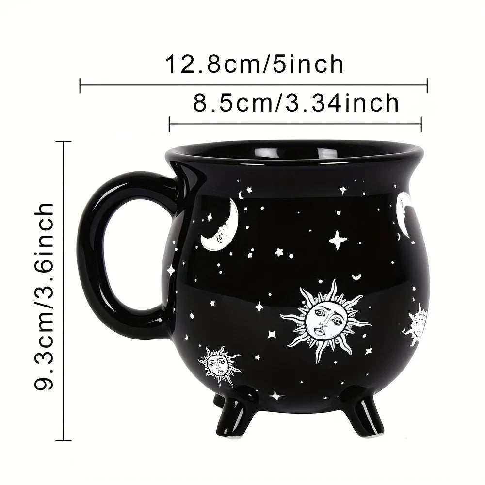 350ml/11.8oz Sun Moon Stars Coffee Mug Divination Brew Shaped Ceramic Coffee Cup Christmas Holiday Gifts Valentine's Day Gifts