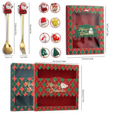 Christmas Spoons with Gift Box, Stainless Steel Stirring Spoon Tea Coffee Spoon with Christmas Pendant for Xmas Party