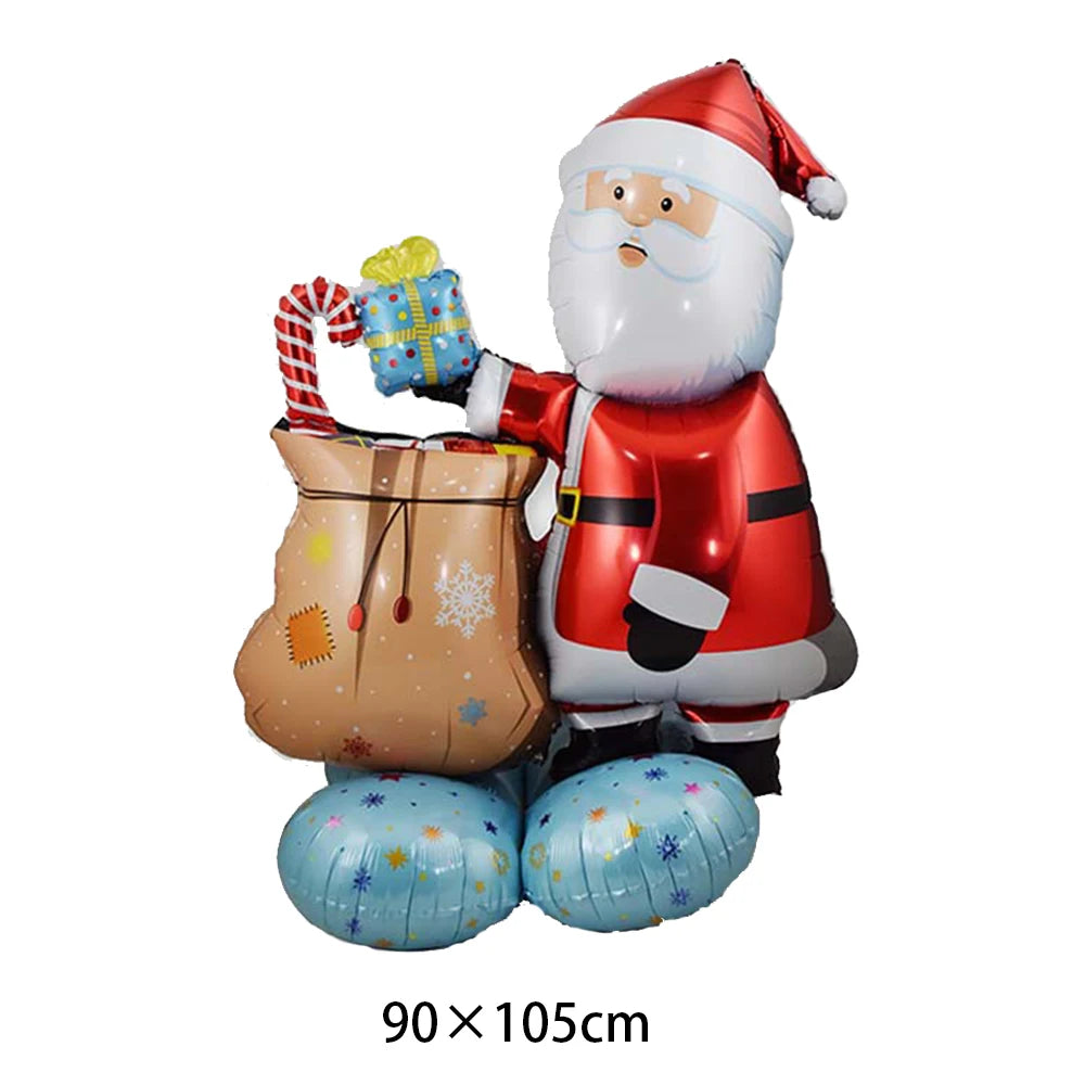 Christmas Inflatables Santa Claus Balloons Outdoor Decor Standing Santa Claus Foil Balloon Xmas Tree Snowman Xmas Party Decorati