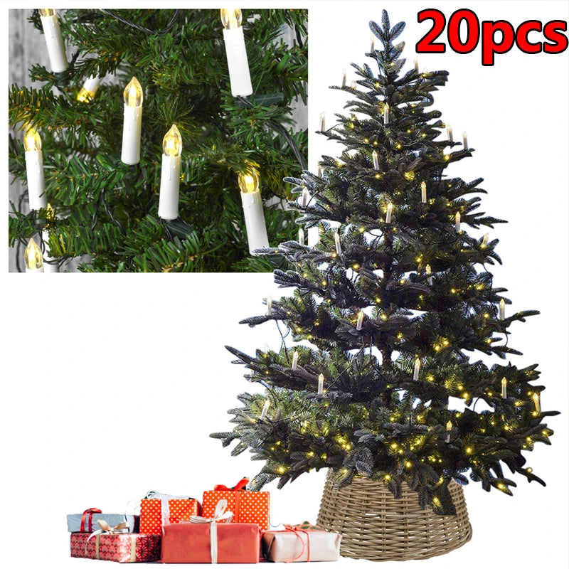 20PCS LED Warm White Candle Lights with Clip USB Christmas Tree Decoration Lights Holiday New Year Indoor Fairy Lights