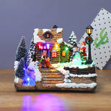 Christmas LED Lighted Snow House Revolving Santa Claus Snowman USB Battery Operated Musical Village Scene Xmas Decor