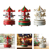 Christmas Wooden Carousel Music Box Decorative Rotating Ornament Turn Horse Shaped for Kids Daughter Multipurpose Sturdy