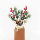 MissDeer 1Pc Articifial Pine Cone Branches with Red Berry Christmas Tree Hanging Ornament Xmas New Year Party Supplies Home Vase