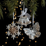 Christmas Decoration Sequins Acrylic Pendant Transparent Hanging Snowflake Butterfly Bell Pendant Xmas Tree Decoration Props