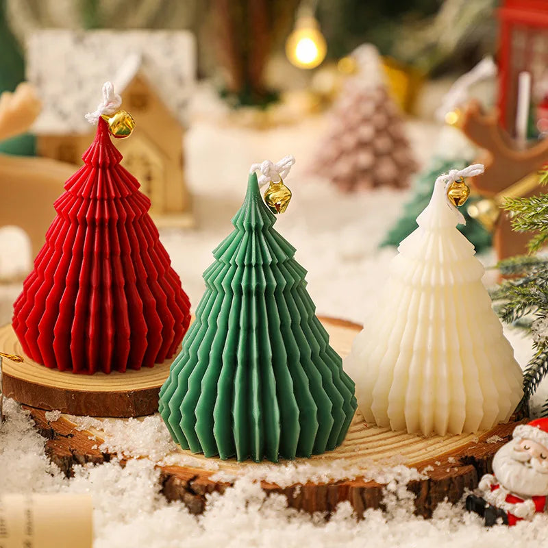 Solid color scented Christmas tree candle  Handmade Party Decoration Christmas Tree Aromatherapy Candle Gift Box DIY Souvenir