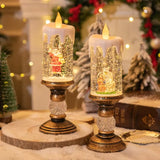 Christmas LED Candle Light Flameless Rotating Waterfall Sparkling Candle Light Crystal Electronic Candle Desktop Decoration Gift