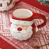 Christmas Ceramic Coffee Mug Santa Claus Mould Coffee Mug Elk Embossed Cup Breakfast Dessert Milk Mug for Kids Xmas Gift