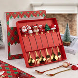 Christmas Spoons with Gift Box, Stainless Steel Stirring Spoon Tea Coffee Spoon with Christmas Pendant for Xmas Party