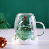 300ml Creative Double-Layer Glass Christmas Tree Star Water Cup Explosion-proof Insulation Mug Christmas Gifts Design Water Cup