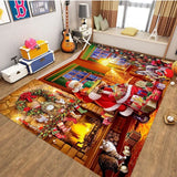 Christmas Rectangle Large Area Rugs Santa Claus Rug for Living Room Bedroom Carpet Playroom   Decor Kid Gift