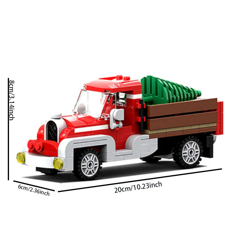 189pcs MOC Christmas Winter Village Old Truck Assembly Building Block Creative Puzzle Toys  Toy For Children Gifts