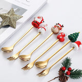 Christmas Spoons with Gift Box, Stainless Steel Stirring Spoon Tea Coffee Spoon with Christmas Pendant for Xmas Party