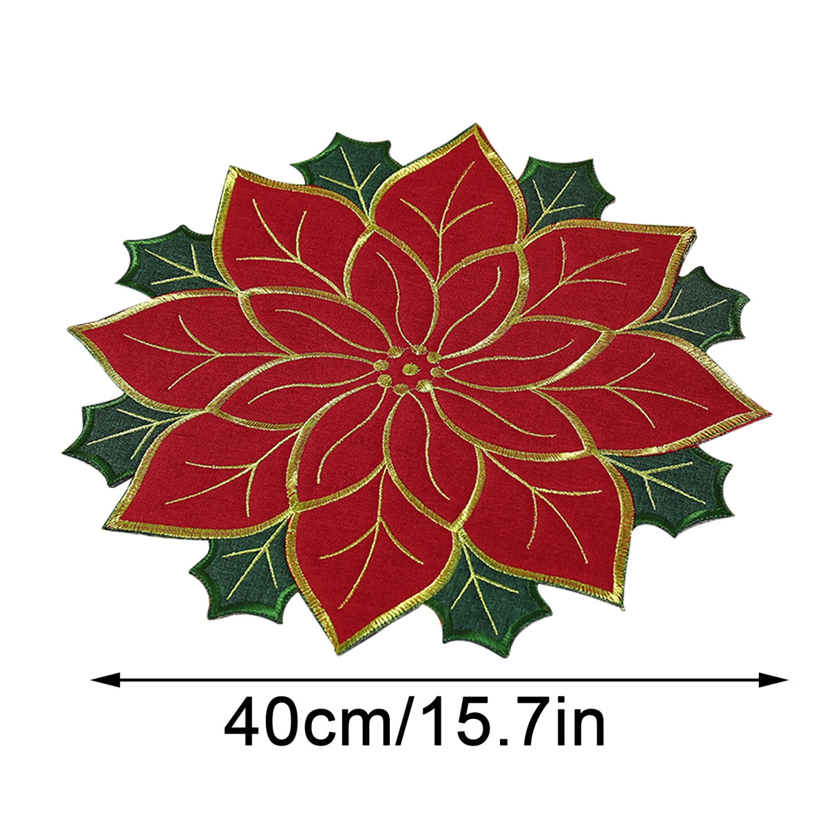 Poinsettia Table Runner Christmas Placemat Insulation Pad Holly Leaf Mat Versatile Gift Scald Proof Red Fruits Linen Plus Sponge