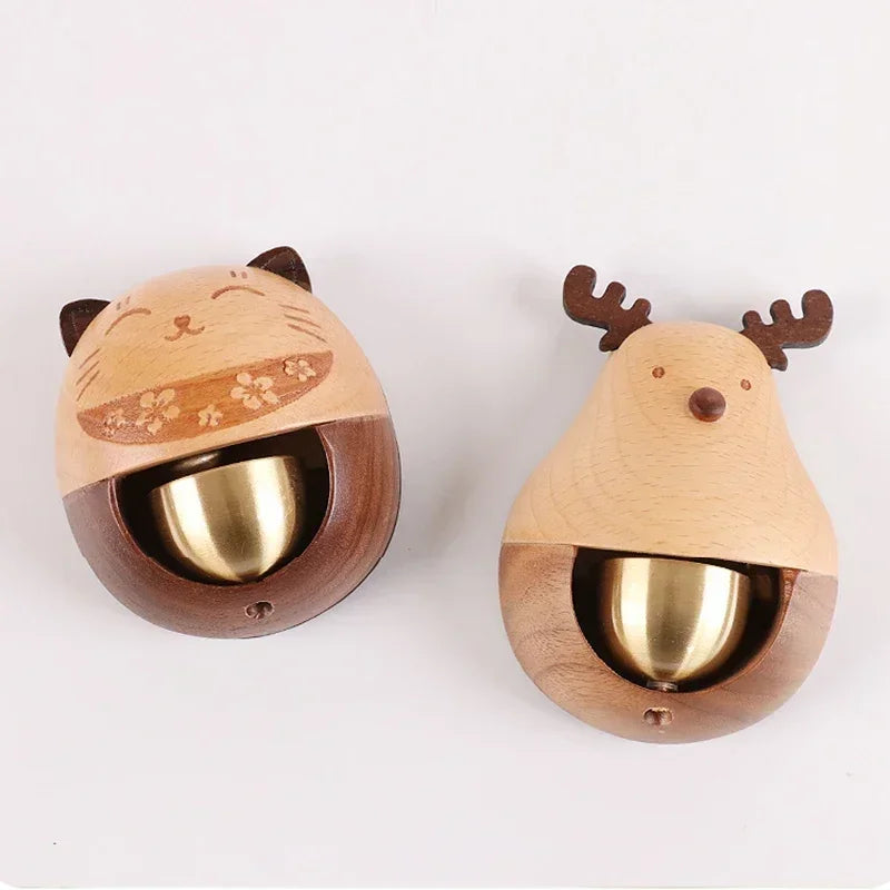 Elk Cat Door Bell Japanese Wind Chimes Wooden Doorbell Home Wall Decor Wireless Doorbell for Home Christmas Decoration 2025