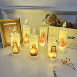 LED Prayer Flameless Candles Jesus Saints Religious Candles Decoration Christmas Easter led Electronic Candle Light