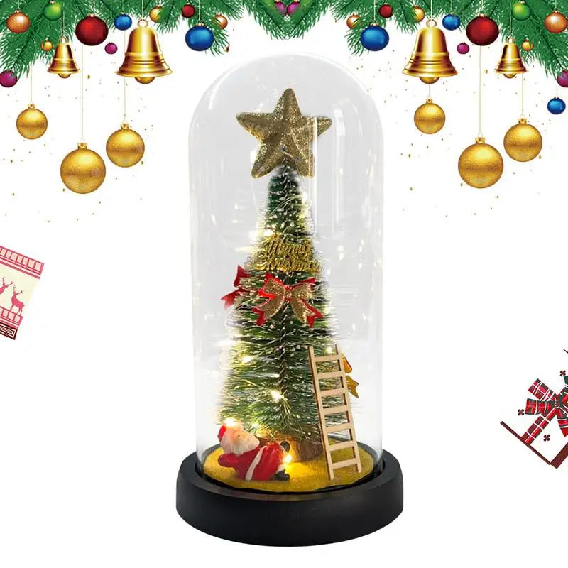 Christmas Snowglobe LED Lights Glowing Christmas Tree Decoration Battery Operated Lighted Tabletop Lanterns Christmas Home Deco