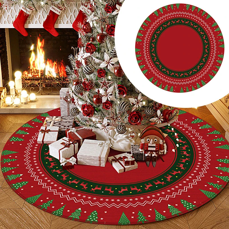 20/40/80/100cm Round Christmas Tree Carpet Christmas Print Crystal Velvet Rug Living Room Mats Party Festive Home Decor Supplies