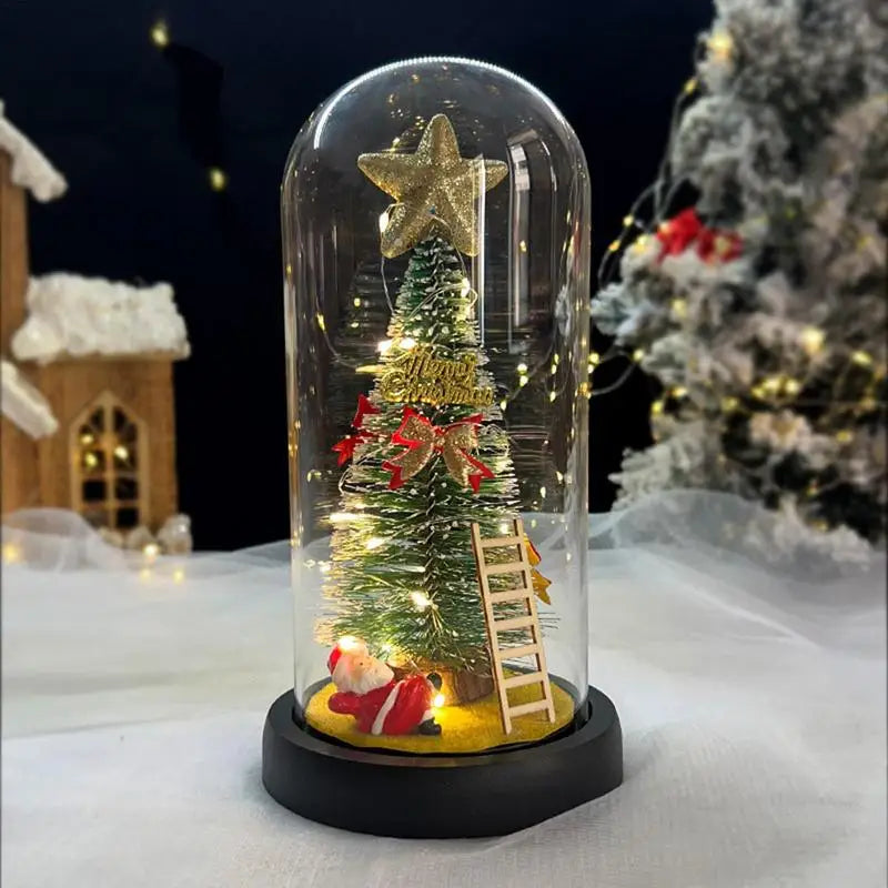 Christmas Snowglobe LED Lights Glowing Christmas Tree Decoration Battery Operated Lighted Tabletop Lanterns Christmas Home Deco