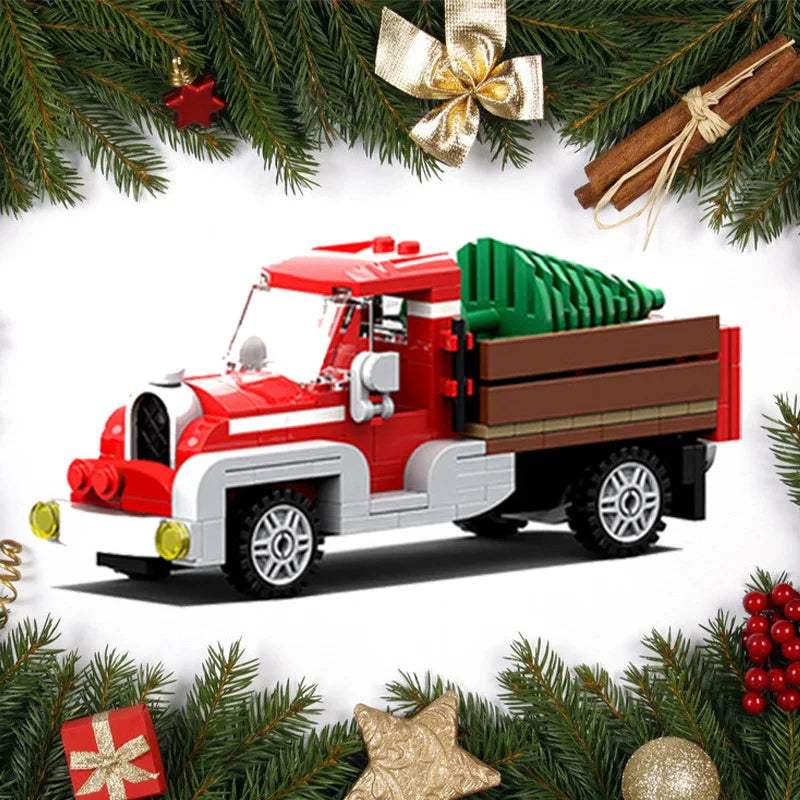 189pcs MOC Christmas Winter Village Old Truck Assembly Building Block Creative Puzzle Toys  Toy For Children Gifts