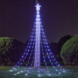 Solar Christmas Decorations Remote Control Waterproof Star String Lights Waterfall Tree Fairy Lamp with Top Star Outdoor Decor