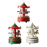 Christmas Wooden Carousel Music Box Decorative Rotating Ornament Turn Horse Shaped for Kids Daughter Multipurpose Sturdy