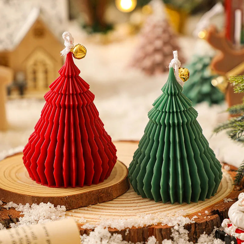 Solid color scented Christmas tree candle  Handmade Party Decoration Christmas Tree Aromatherapy Candle Gift Box DIY Souvenir