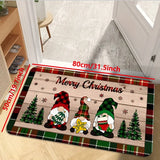 Merry Christmas Gnome Xmas Tree Pattern Kitchen Rugs Living Room Bedroom Entrance Carpets Balcony Bathroom Non-slip Floor Mats