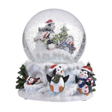 Music Box Crystal Ball Snow Globe Glass Lights Christmas Gift With Speaker Spinning Crafts Penguin Home Decor