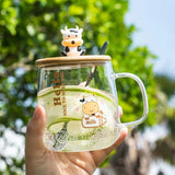 Creative Cartoon Cow Glass Mug With Lid Spoon Cute Mugs Coffee Cups Cup for Tea Christmas Gift Drinking Glasses Cupshe Drinkware