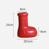 9.8 Inch Ceramic Flower Vase Red Boot Cute Vase Makeup Brushes Container Decorative Pen Holder Christmas Home Decoration Vase